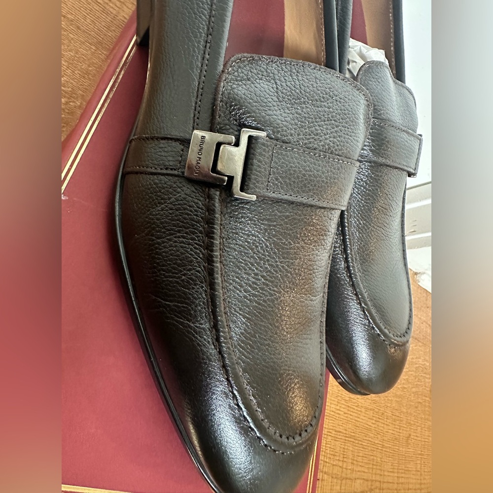 NIB Bruno Magli Men's Arlo Leather Loafer, Brown Tumbled Size 10.5 - Picture 3 of 11